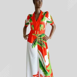 Combinaison ORANGE imprimée avec ceinture