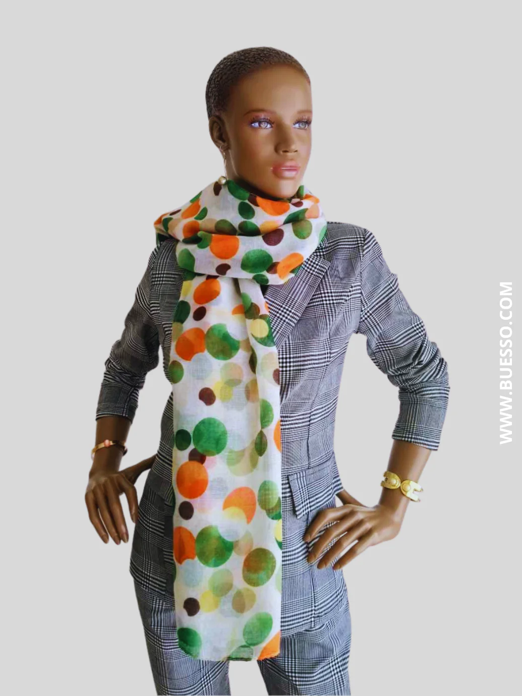 Foulard imprimé à pois VERT & ORANGE – Image 3