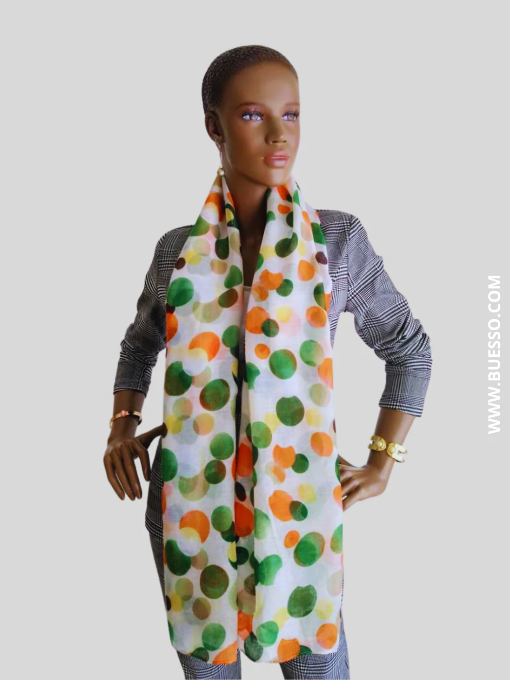 Foulard imprimé à pois VERT & ORANGE – Image 4