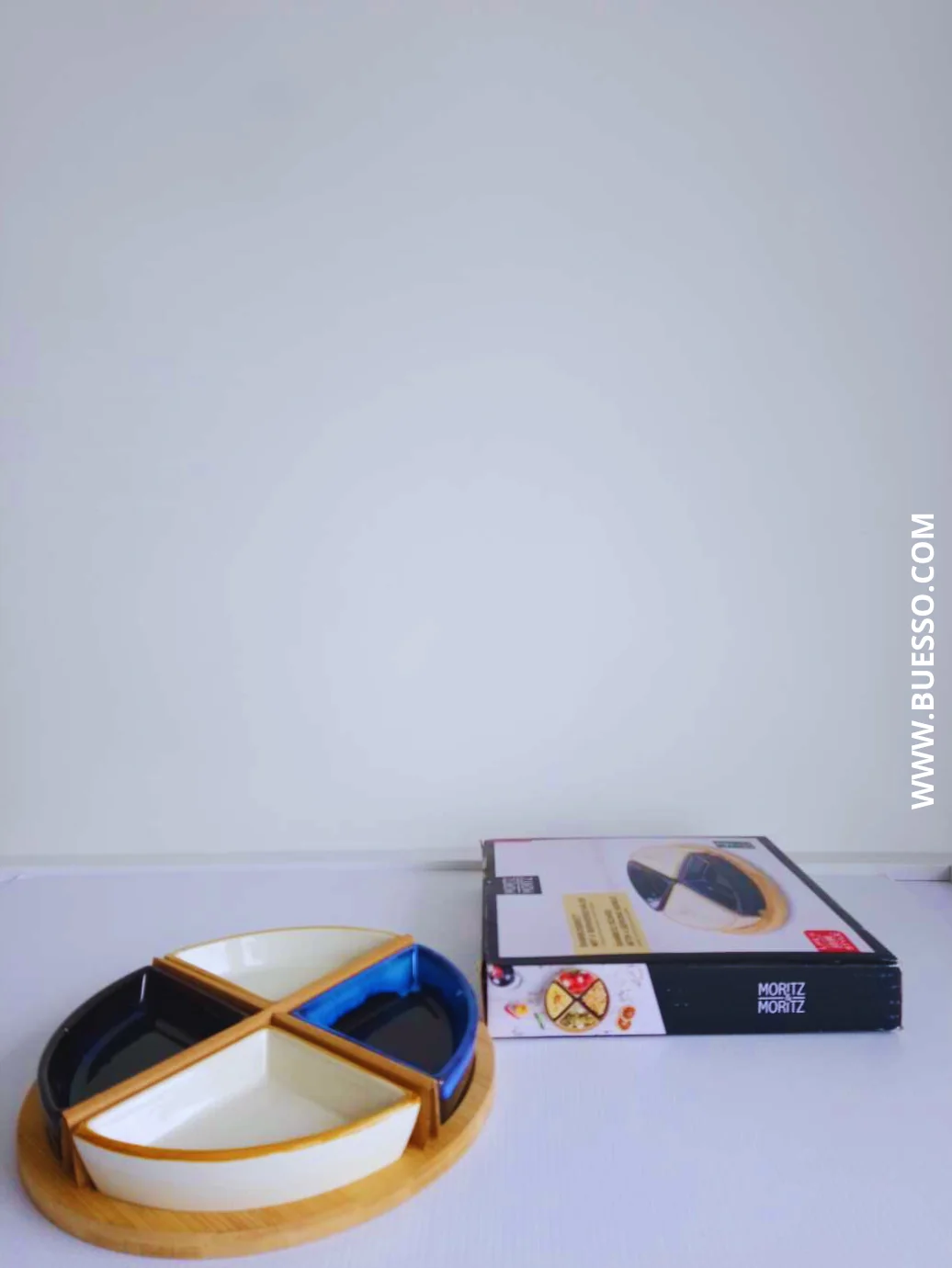 Service apéritif avec plateau en bambou rond – Image 4