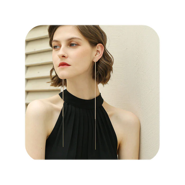 Boucle d'Oreille Longue Chaine – Image 3