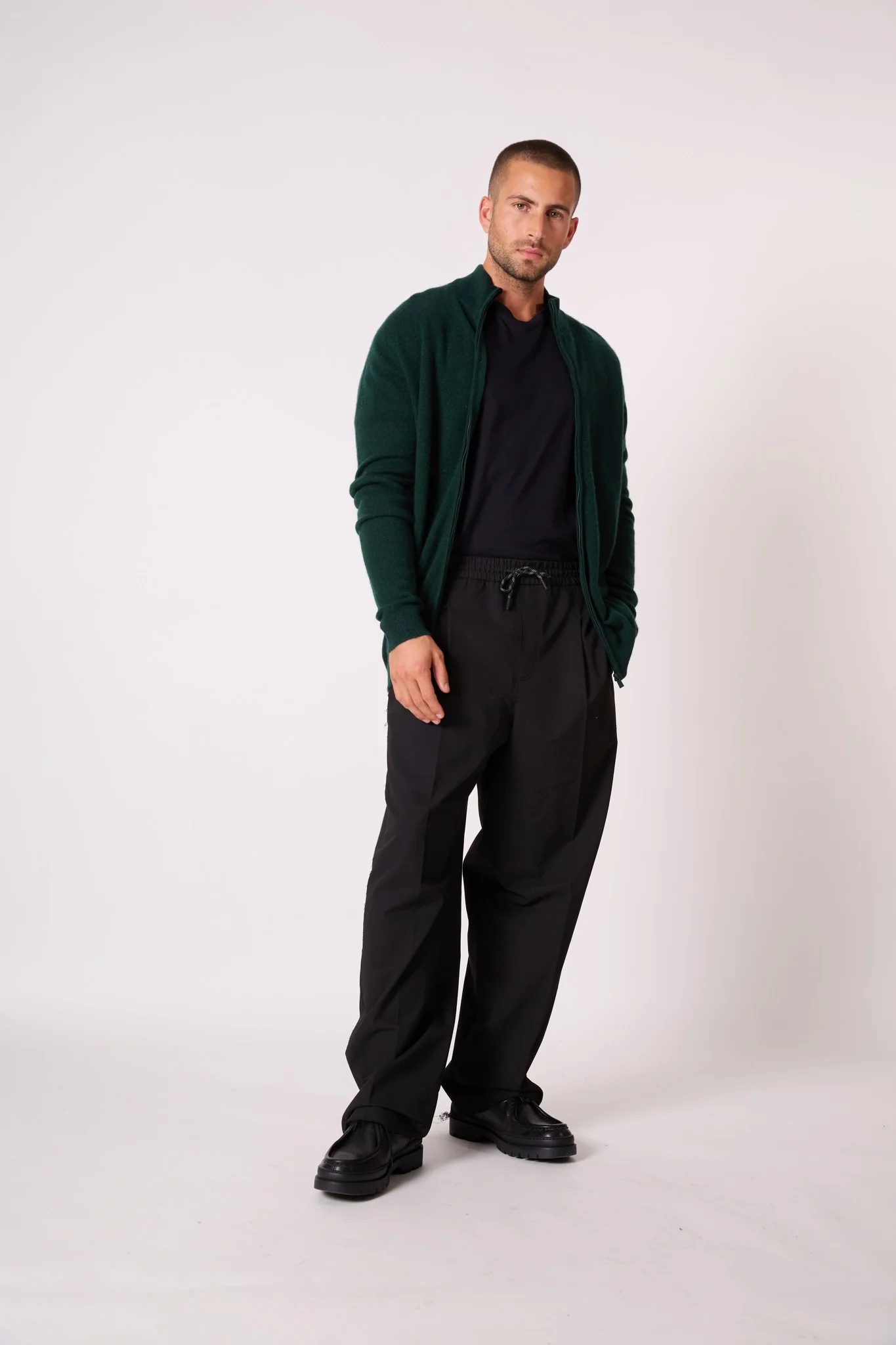 CODY gilet zippé col montant cyprès 100% cachemire – Image 5