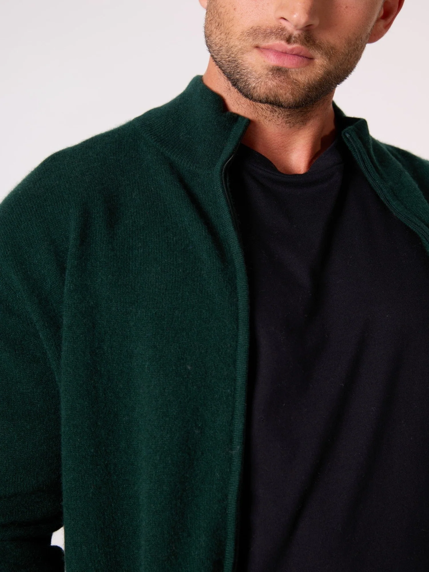 CODY gilet zippé col montant cyprès 100% cachemire – Image 6