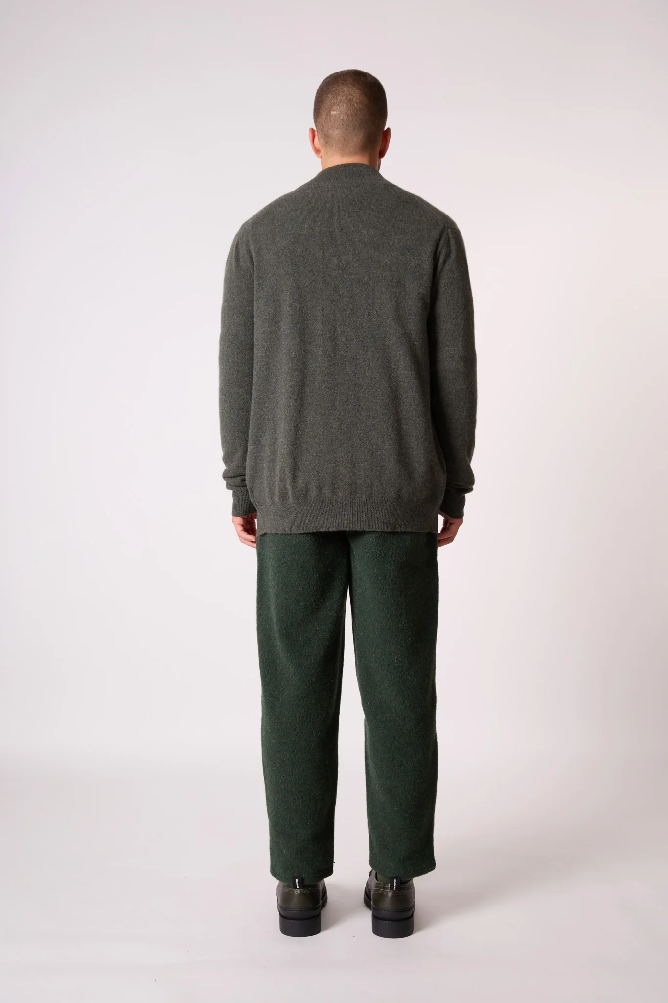 CODY gilet zippé col montant kaki chiné 100% cachemire – Image 4