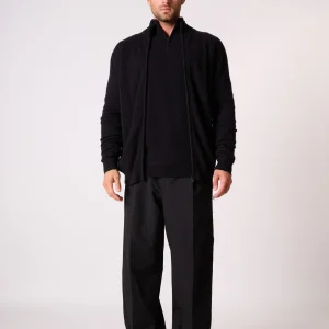 CODY gilet zippé col montant noir 100% cachemire