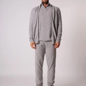 CODY gilet zippé col montant nuage chiné 100% cachemire