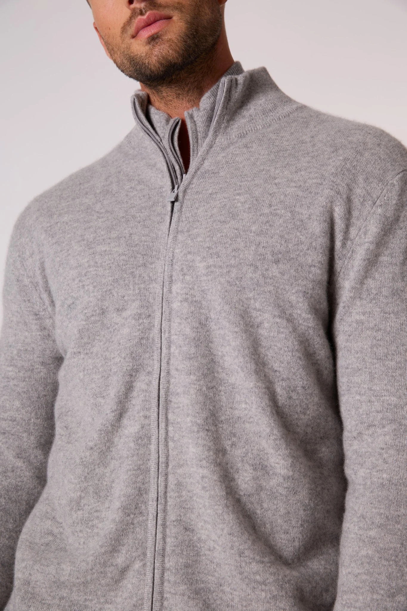 CODY gilet zippé col montant nuage chiné 100% cachemire – Image 6