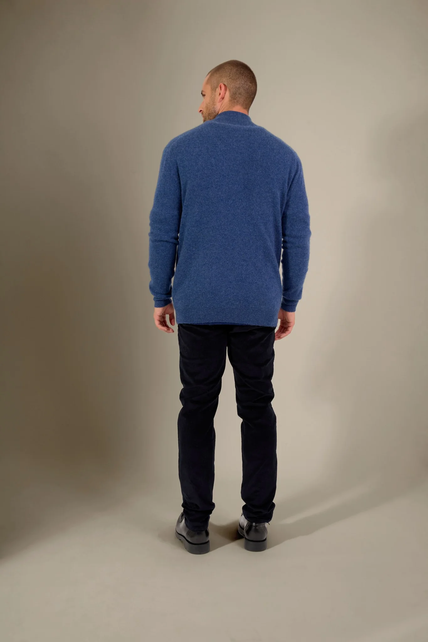 CODY gilet zippé col montant ocean chiné 100% cachemire – Image 4