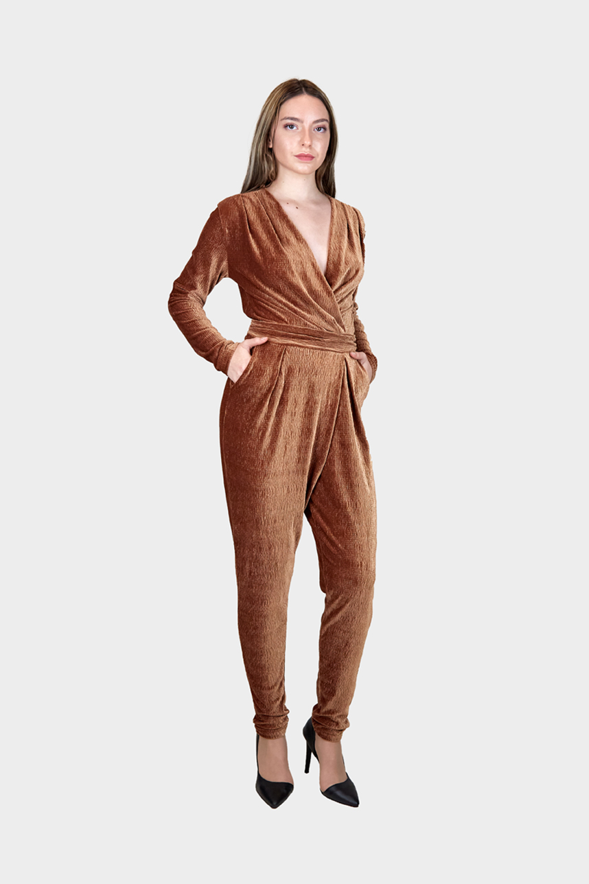 Combinaison en velours à effet drapé – Image 2