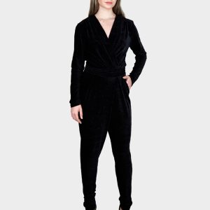 Combinaison en velours à effet drapé