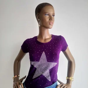 T-shirt VIOLET en coton avec strass