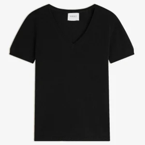 EFIMIA t-shirt col v noir 100% cachemire