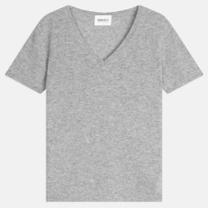 EFIMIA t-shirt col v nuage chiné 100% cachemire