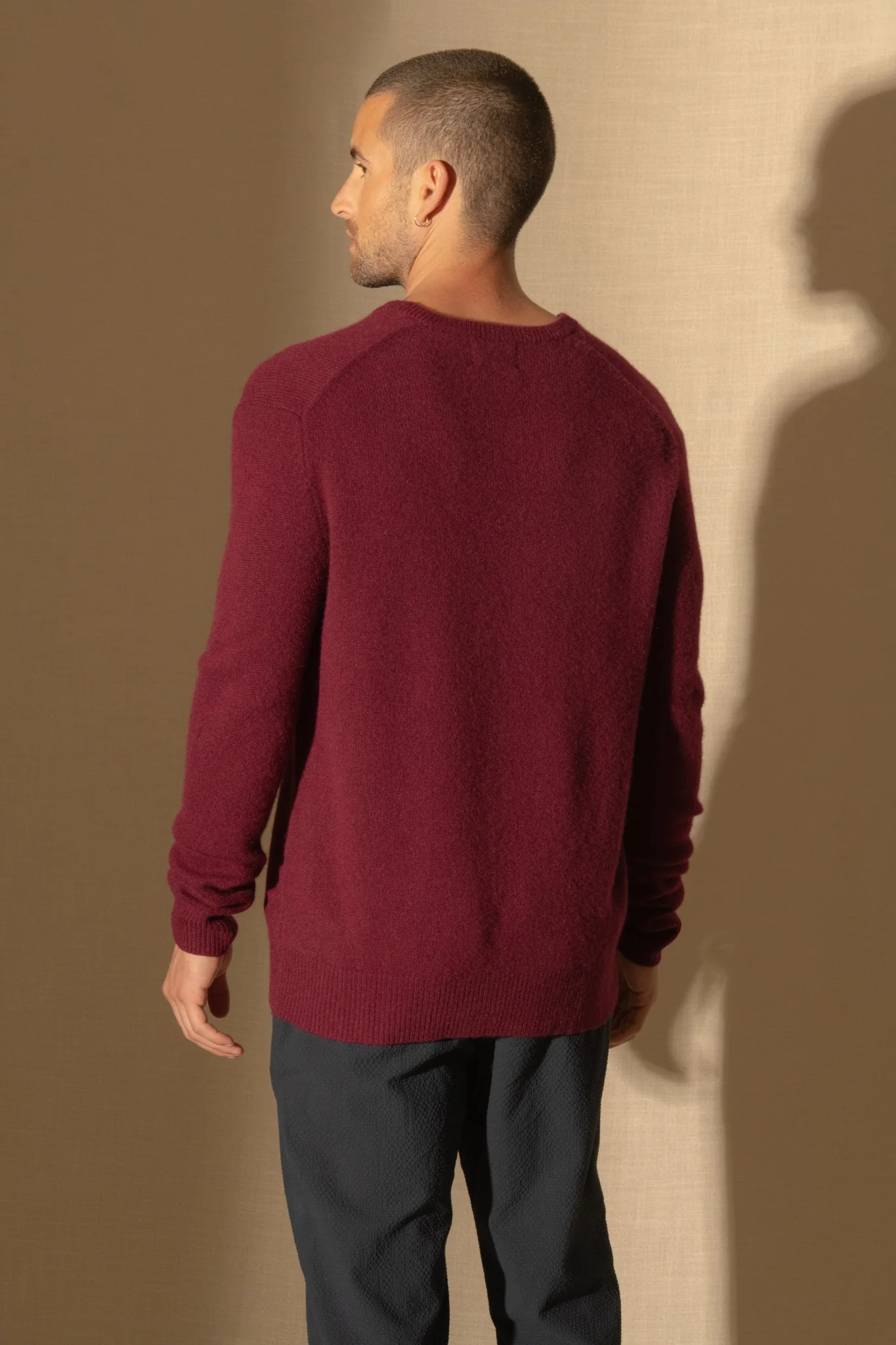 ENZO pull col v 4 fils bordeaux 100% cachemire – Image 6