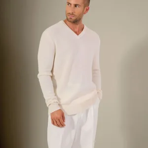 ENZO pull col v 4 fils neige 100% cachemire