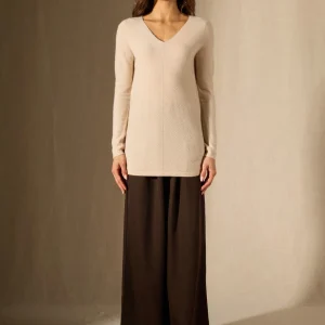 GARMOUTH tunique col v sable 100% cachemire