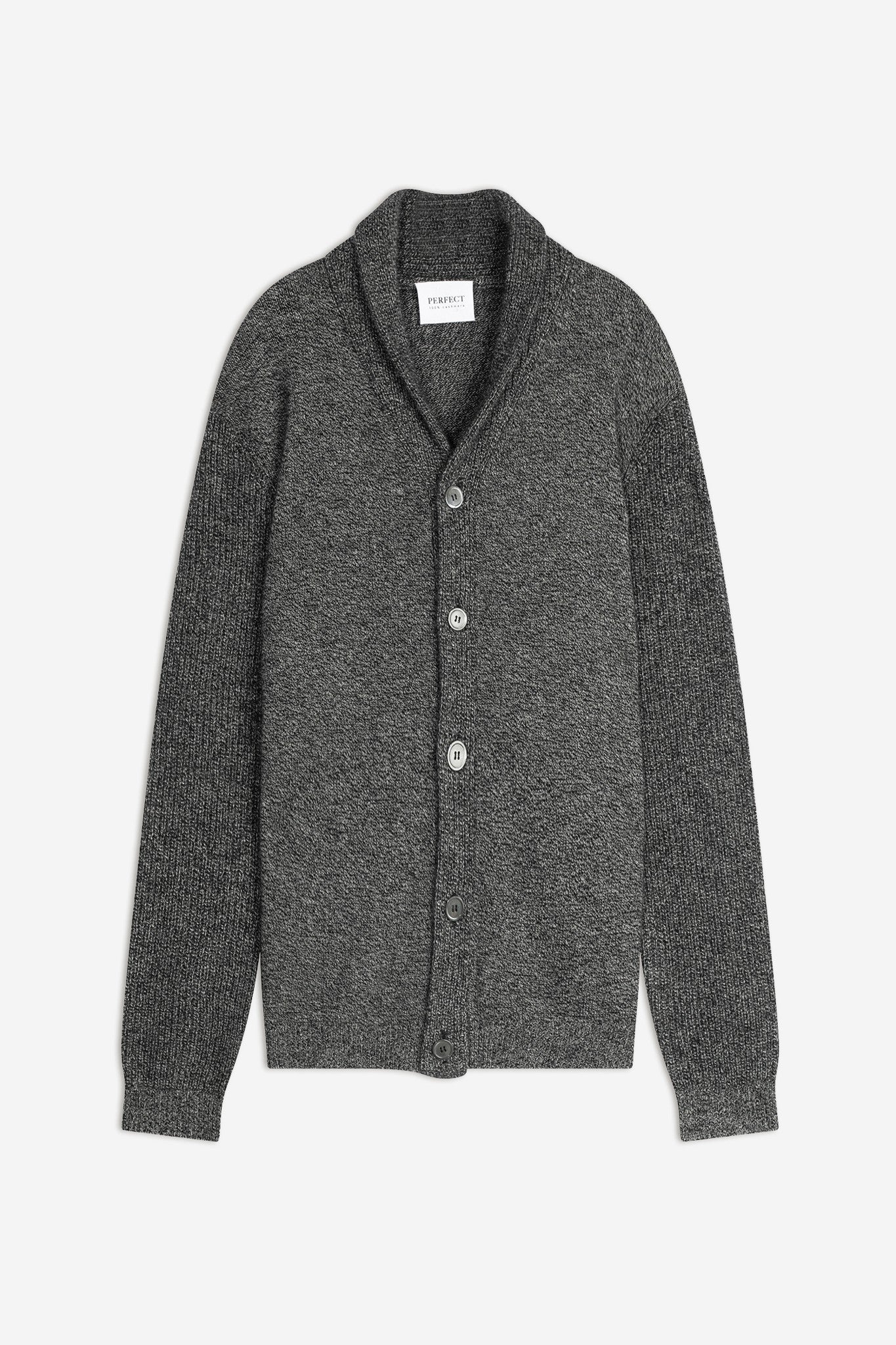 GILMOUR veste boutonnée col châle 4 fils noir/blanc 100% cachemire – Image 7