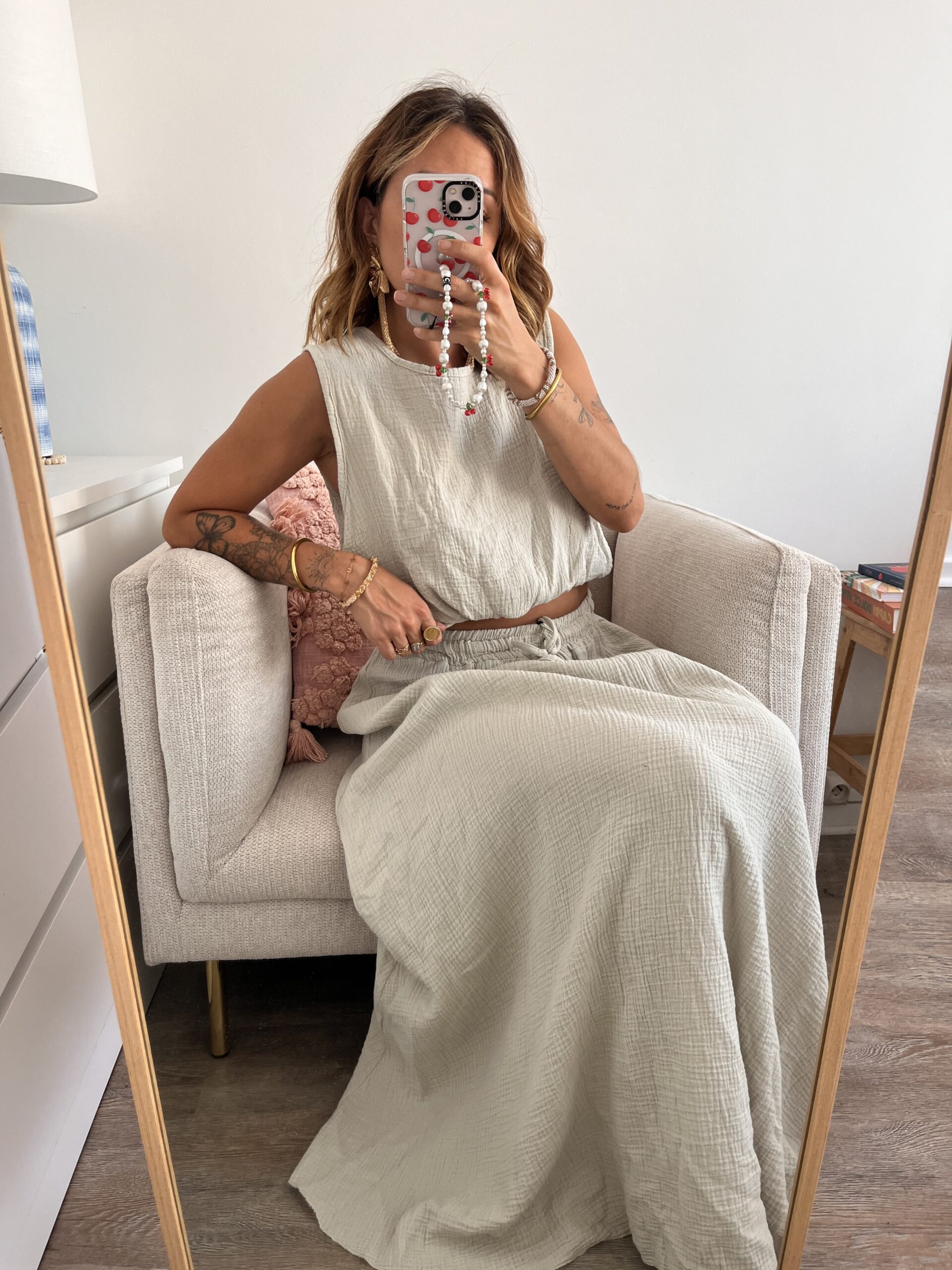 Ensemble jupe et top beige – Image 2