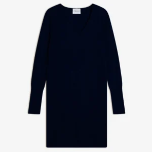 JOY robe col v navy 100% cachemire