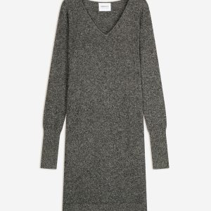 JOY robe col v noir/blanc 100% cachemire