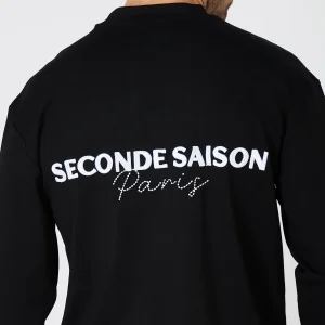 T-Shirt Manches Longues Oversize - Logo 'Seconde Saison Paris' Brodé - Noir
