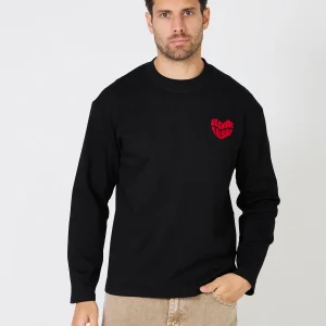 T-Shirt Manches Longues - Coeur Rouge Brodé 'Seconde Saison'