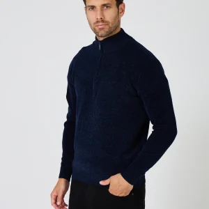 Pull Homme Maille Fine Douce - Col Montant Zippé