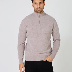 Pull Homme Maille Fine Douce - Col Montant Zippé