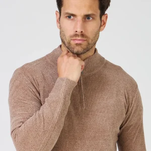 Pull Homme Maille Fine Douce - Col Montant Zippé