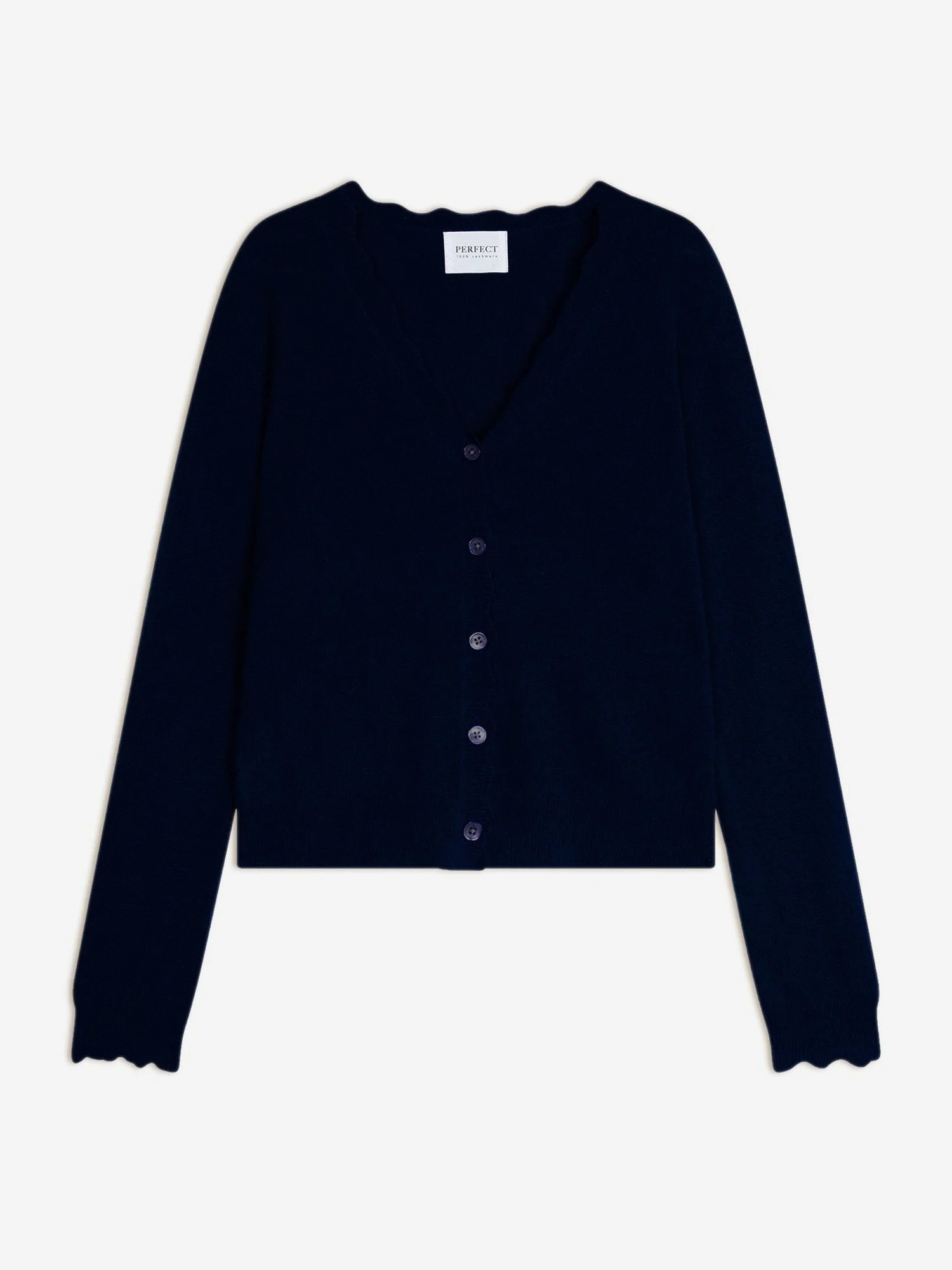 LEORA cardigan col v navy 100% cachemire – Image 7