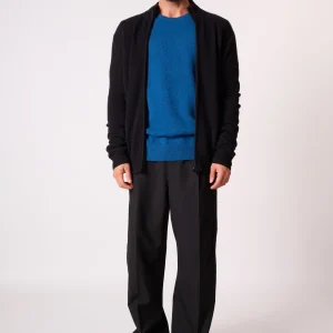 LEO gilet zippé col camionneur 4 fils noir 100% cachemire