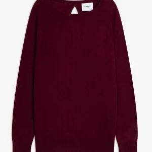 LESLIE pull col bateau goutte dos bordeaux 100% cachemire