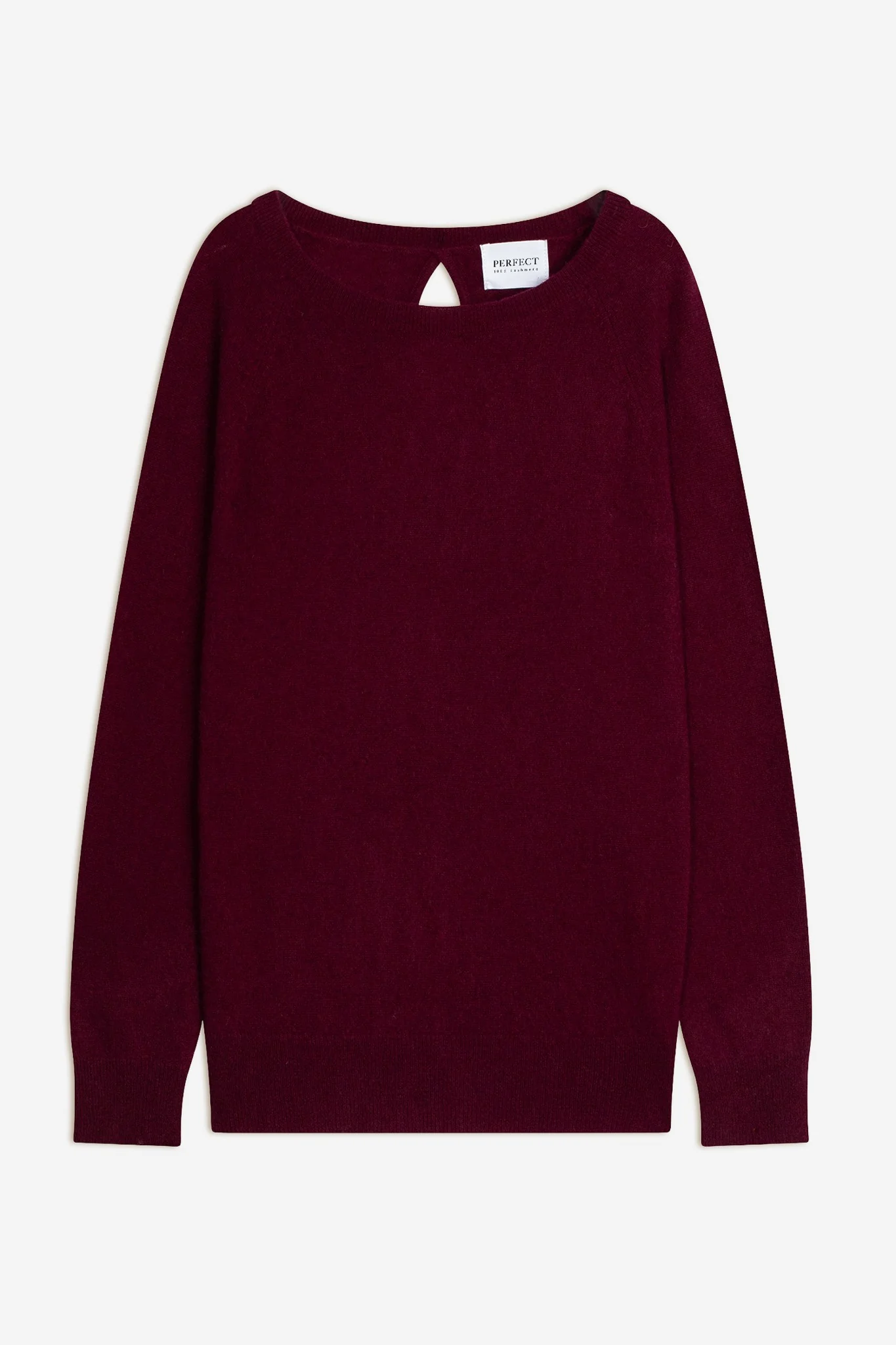 LESLIE pull col bateau goutte dos bordeaux 100% cachemire