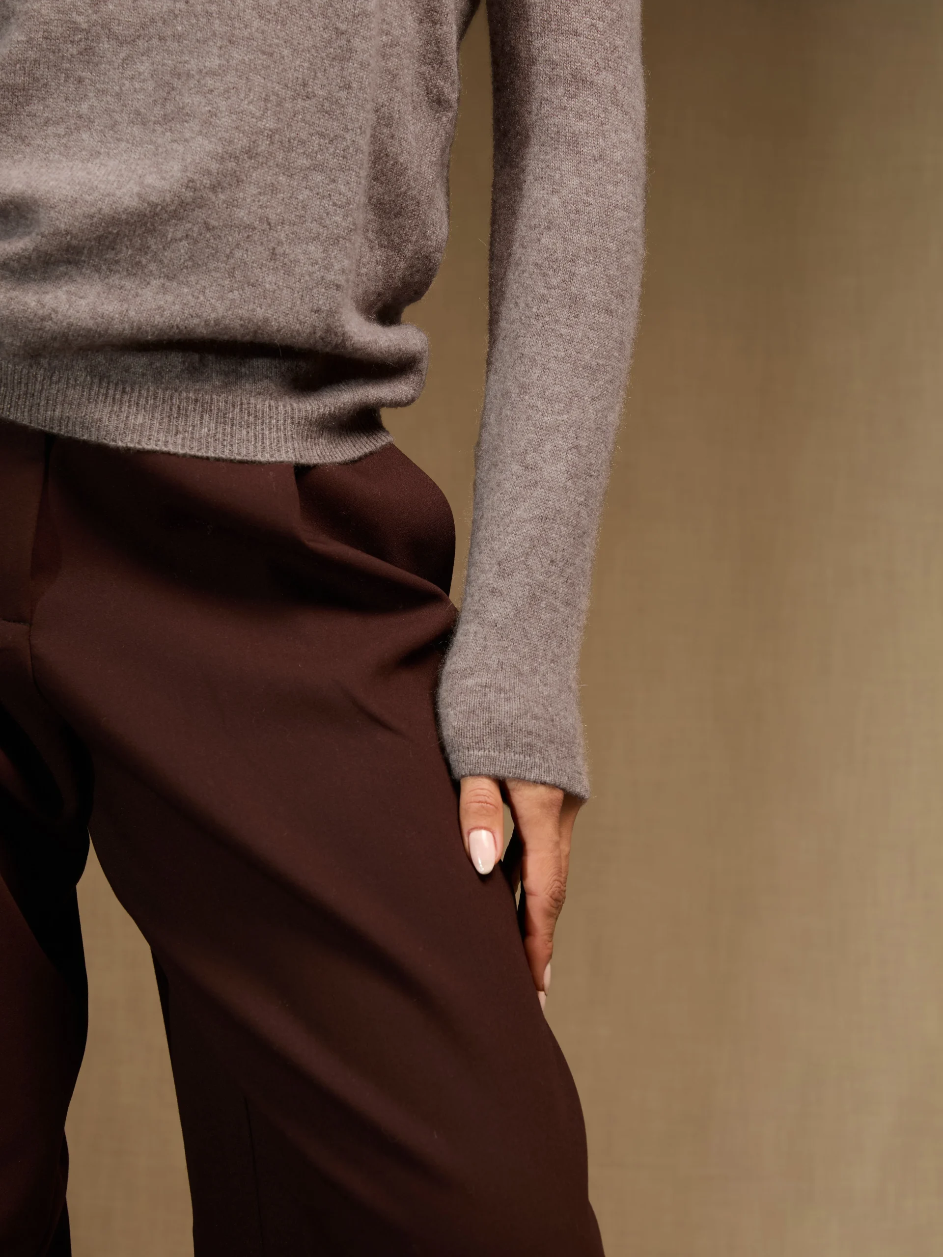 LINDSAY pull col bateau caribou chiné 100% cachemire – Image 5