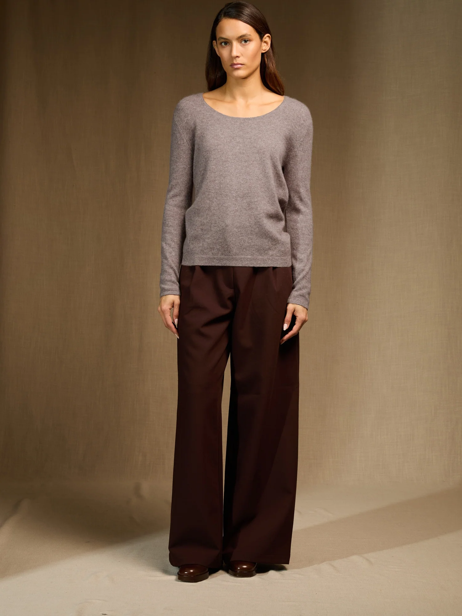 LINDSAY pull col bateau caribou chiné 100% cachemire – Image 6