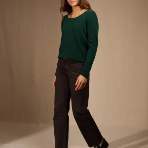 LINDSAY pull col bateau cyprès 100% cachemire