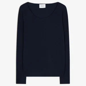 LINDSAY pull col bateau navy 100% cachemire