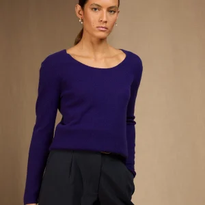 LINDSAY pull col bateau purple 100% cachemire