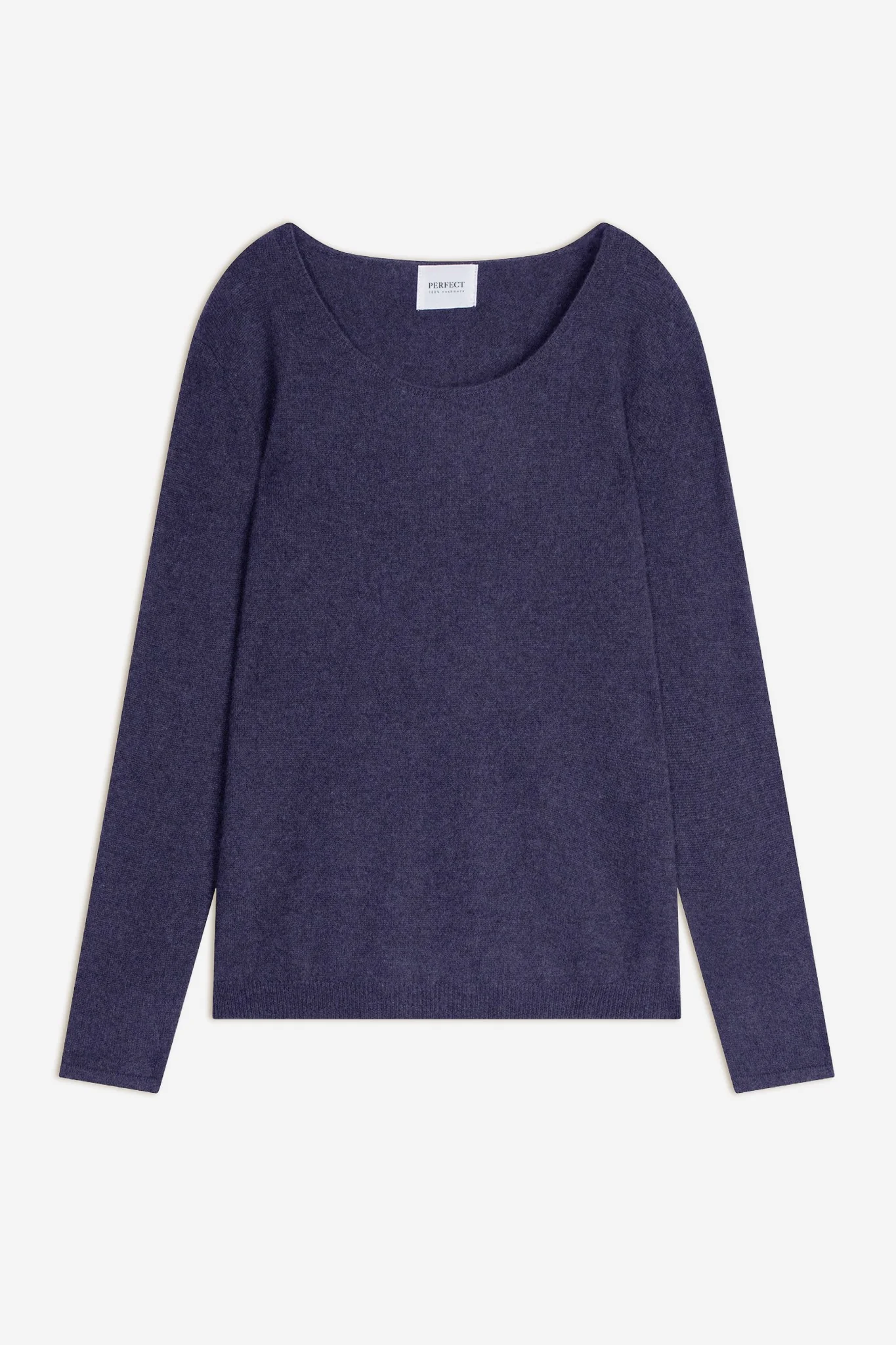 LINDSAY pull col bateau violet/gris chiné 100% cachemire