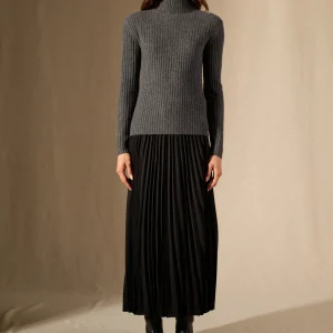 LIORA pull col roulé anthracite chiné 100% cachemire