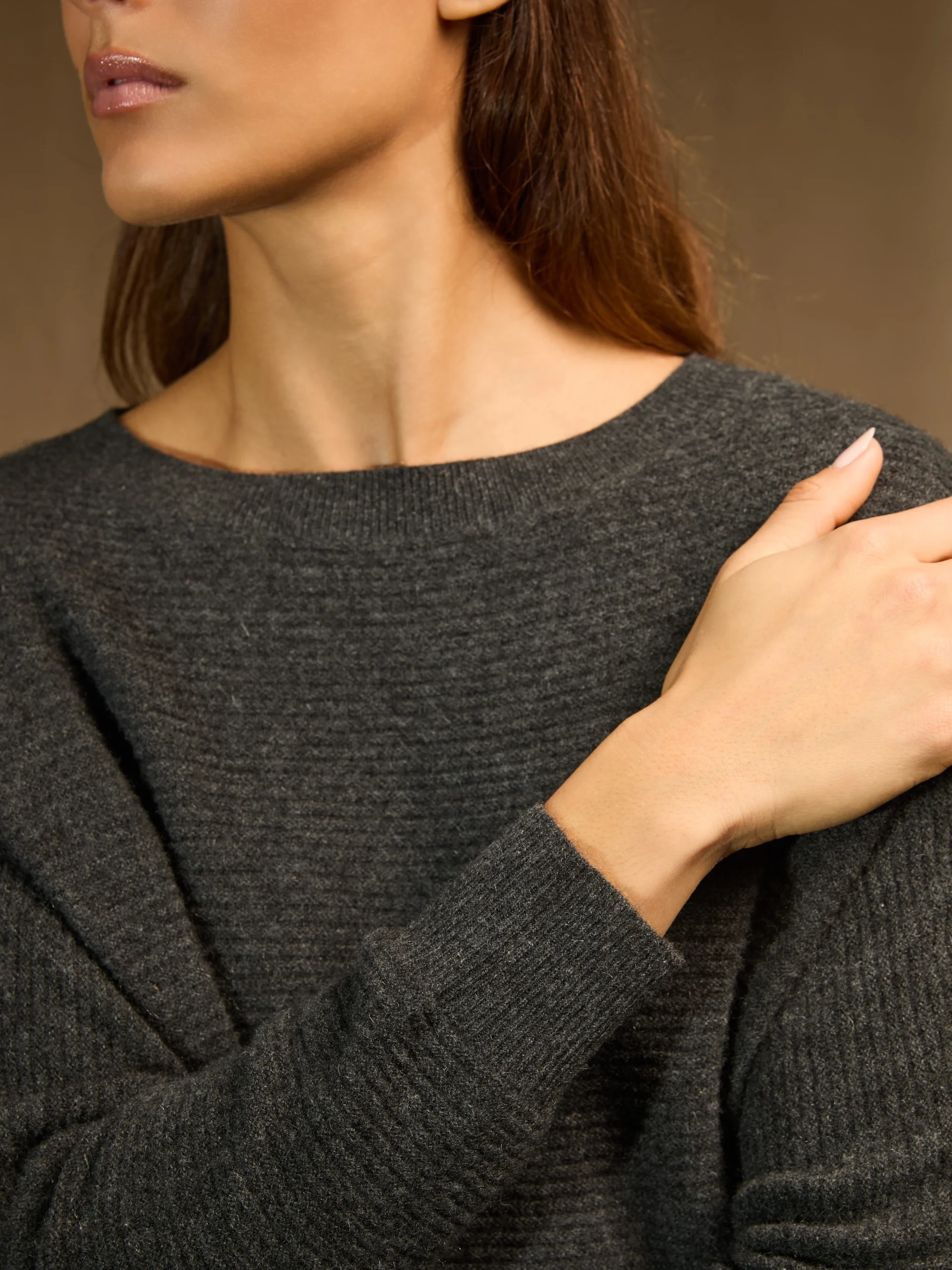 LIV pull col rond carbone chiné 100% cachemire – Image 5