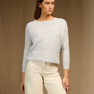 LIV pull col rond gris perle chiné 100% cachemire
