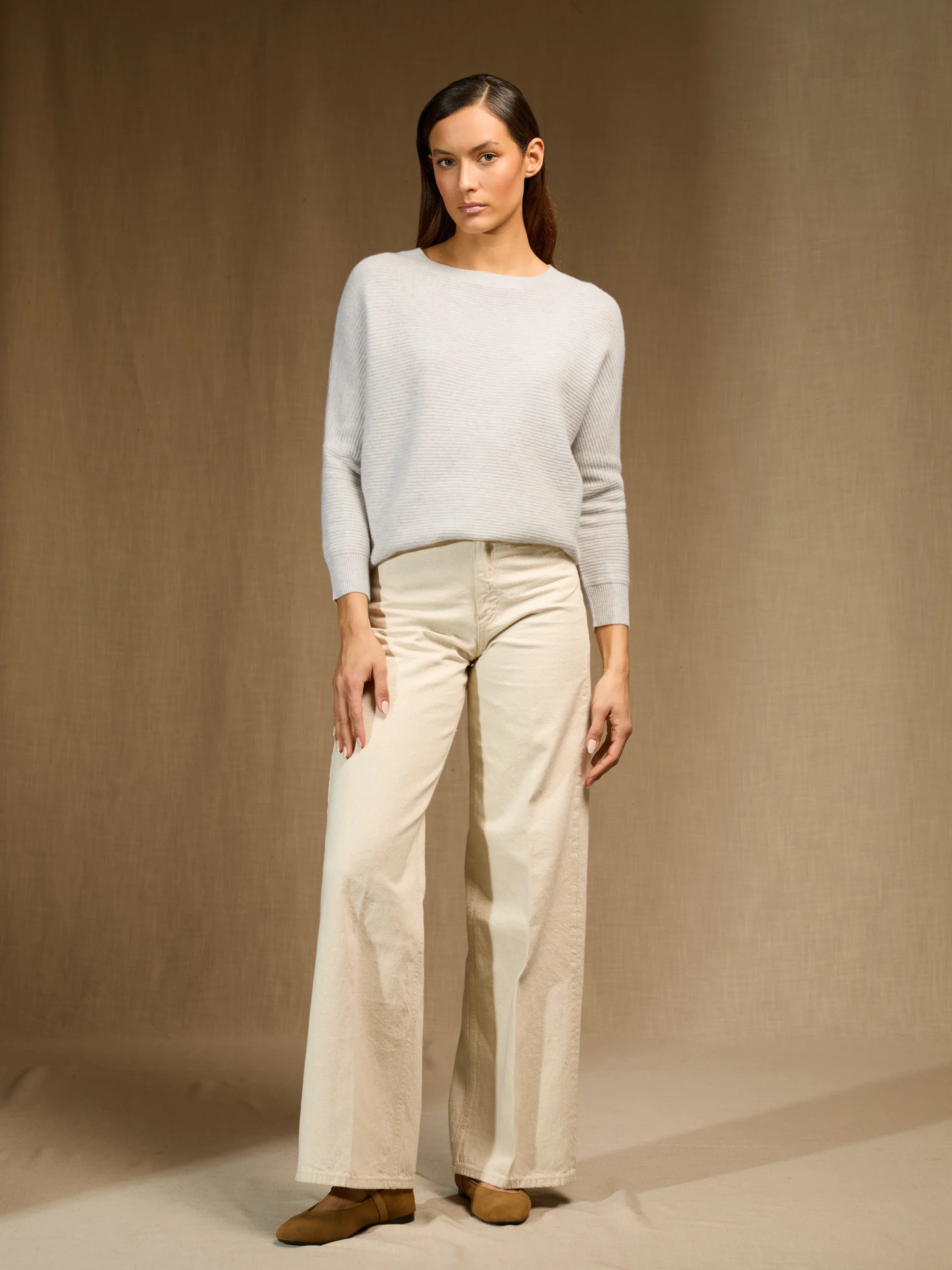 LIV pull col rond gris perle chiné 100% cachemire – Image 3