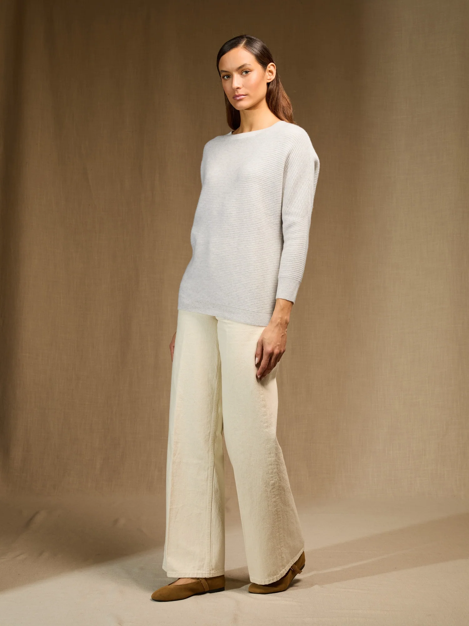 LIV pull col rond gris perle chiné 100% cachemire – Image 6