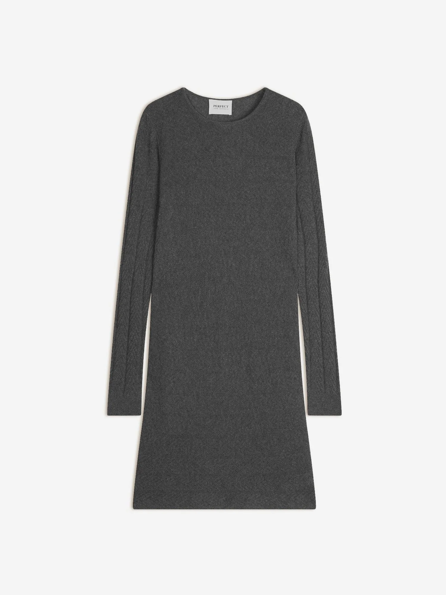 LOLA robe col rond anthracite chiné 100% cachemire – Image 2