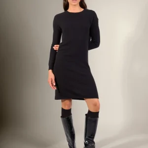 LOLA robe col rond noir 100% cachemire