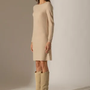 LOLA robe col rond sable 100% cachemire