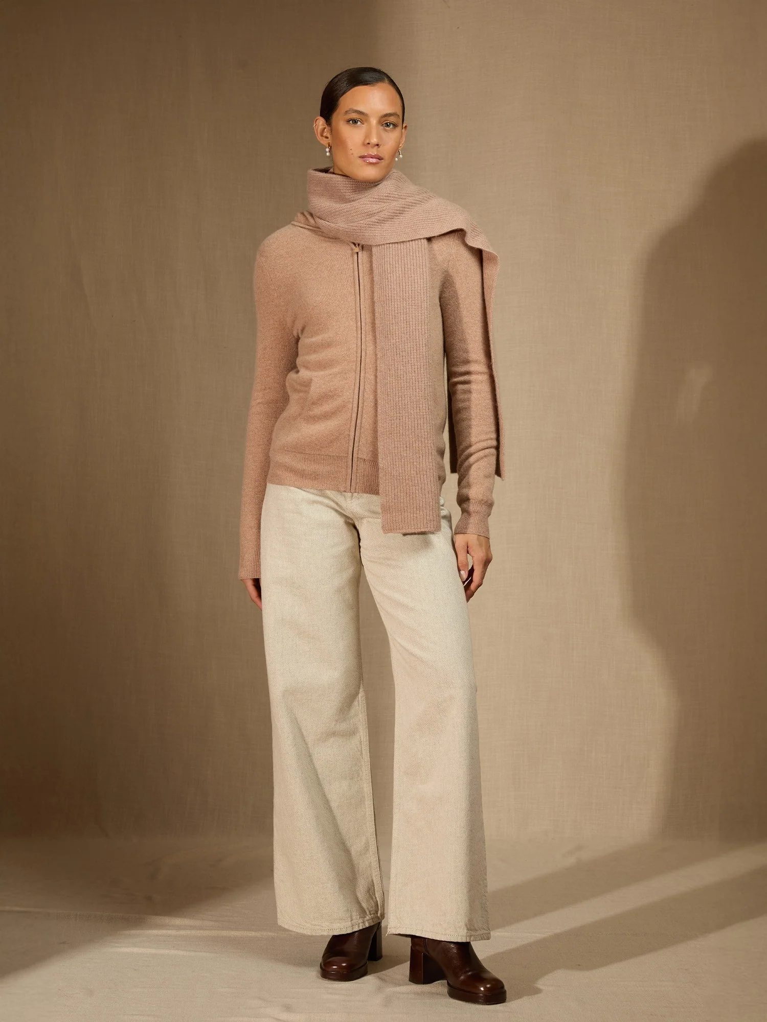 LOUANE écharpe 4 fils camel chiné 100% cachemire – Image 2