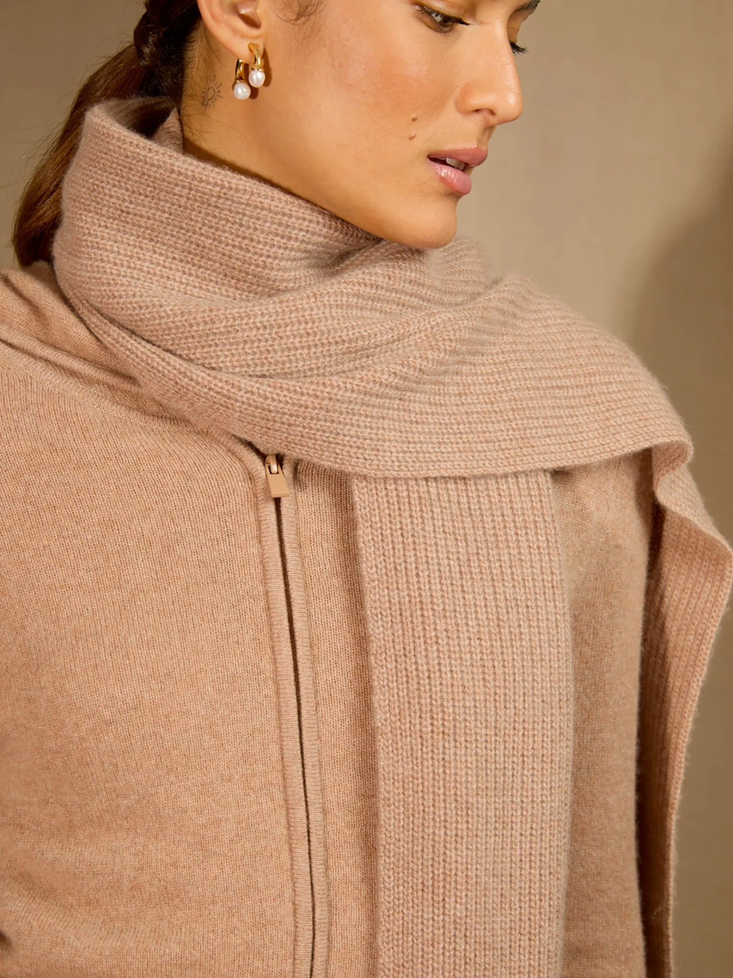 LOUANE écharpe 4 fils camel chiné 100% cachemire – Image 3