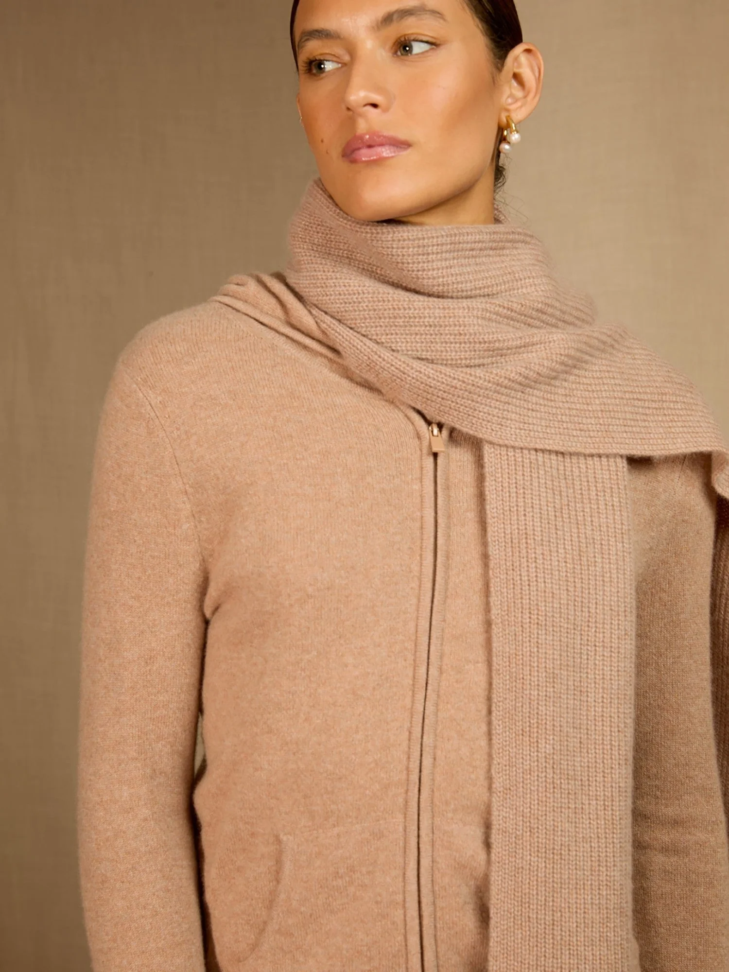 LOUANE écharpe 4 fils camel chiné 100% cachemire – Image 4